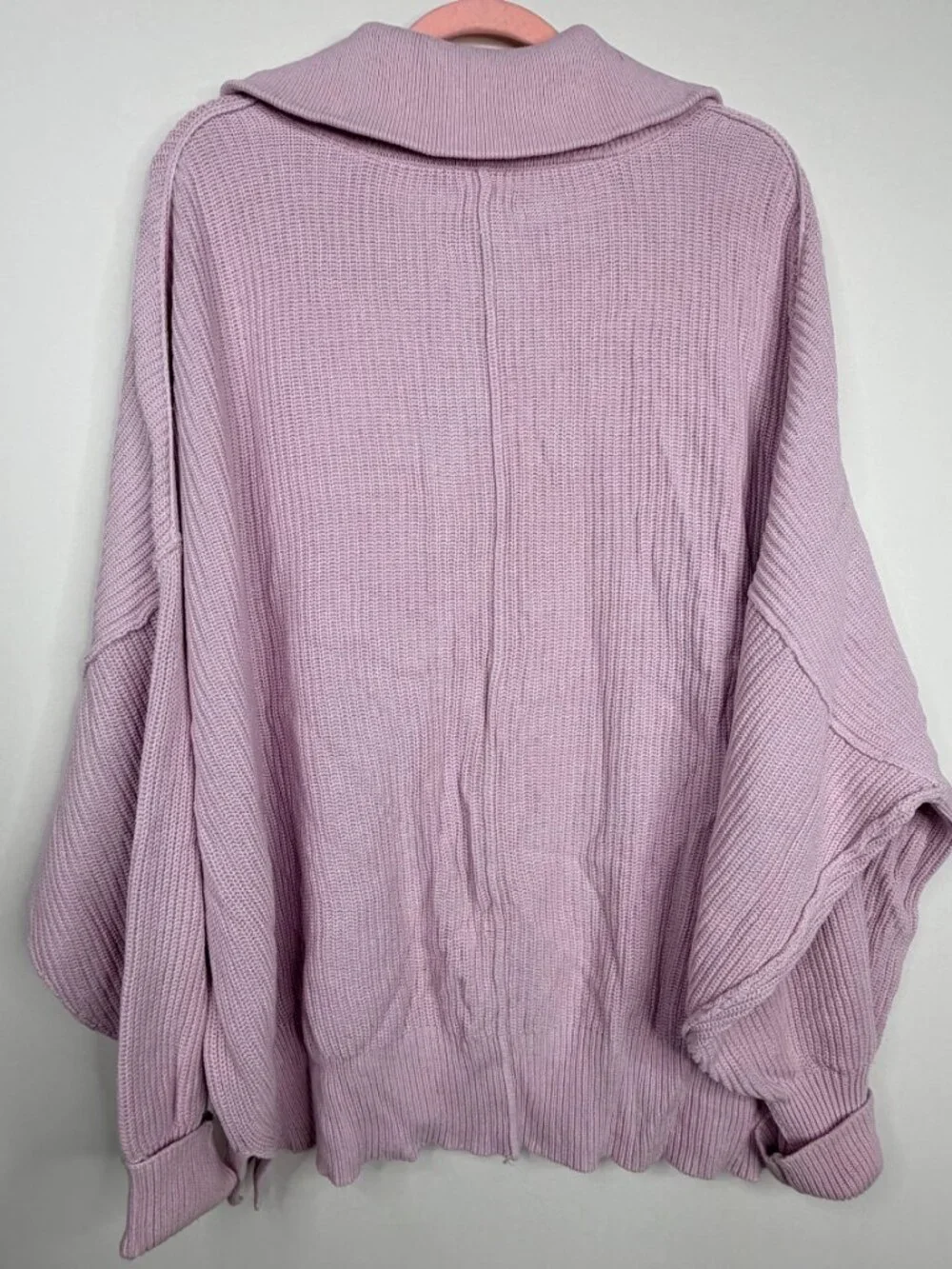 2/$30 Aerie Chunky Ribbed Quarter Zip Sweater Drop Shoulders Lilac XL #A3269